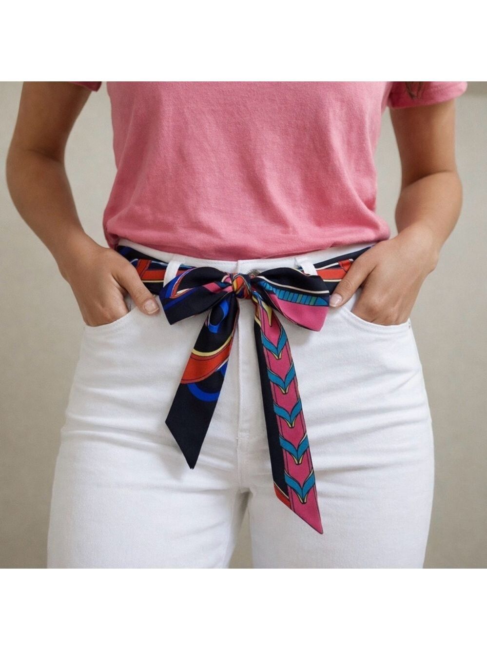 VIBRANT PARIS LONG SKINNY SCARF BANDEAU BELT HAIR BAG HANDLE TIE COLORFUL 78”